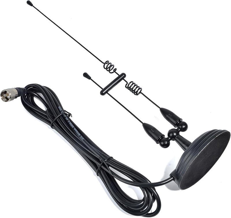 HYS Amateur Dual-Band VHF & UHF Magnet Base Antenna for 2m/70cm Motorola Mobile Ham Radios & Repeaters with 3.5inchs Magnetic Mount, W/13ft RG58 Cable PL-259 UHF Male Mag Mount (Black) - Image 1